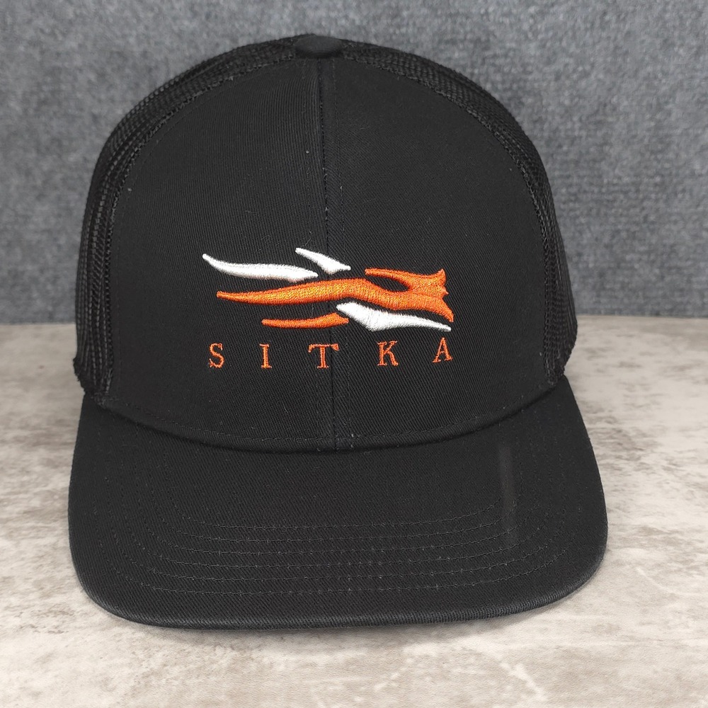 SITKA Hat Cap Snap Back One Size Black Hunting Trucker Outdoors Mesh Mid Profile